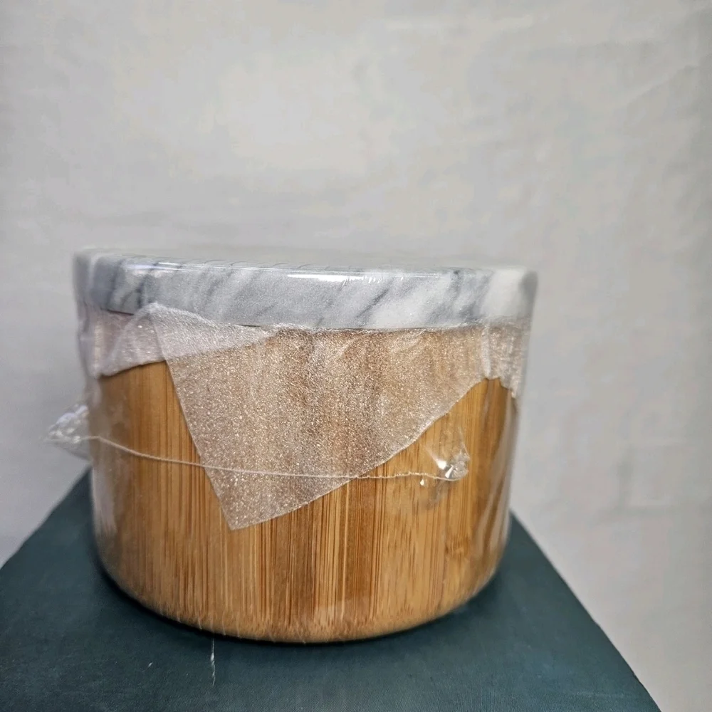 Bamboo Salt and Pepper Box with Marble Lid